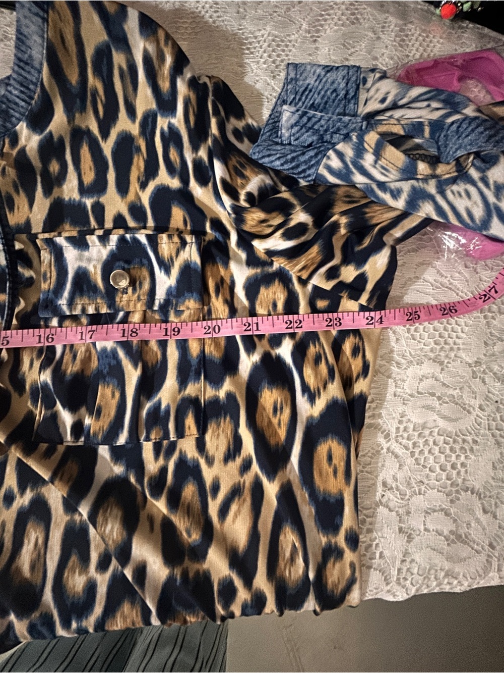 Peter Nygard Leopard Print Tunic in Blue, Tan and Black - Picture 9 of 10